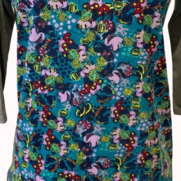 LuLaRoe Randy XS Minnie Mouse Multicolor Raglan Sleeve Baseball Top XS - Picture 3 of 11